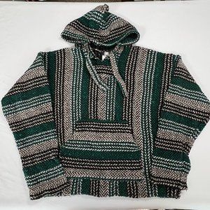 Baja Hoodie Pullover Med‎ Green Unisex Grunge Drug Rug Fesitval Surfer